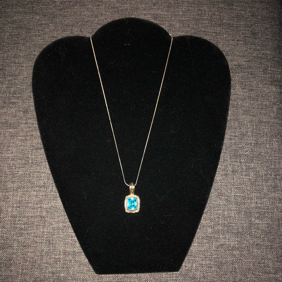 NIB Signed STS sterling silver ornate blue topaz necklace and earrings.S2 - Picture 7 of 9